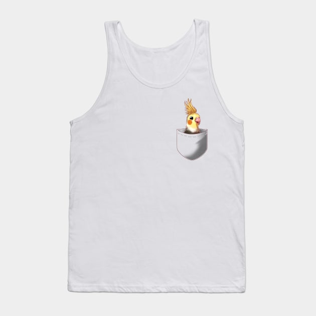 Pocket Cockatiel Parrot T-Shirt Tank Top by Purrdemonium